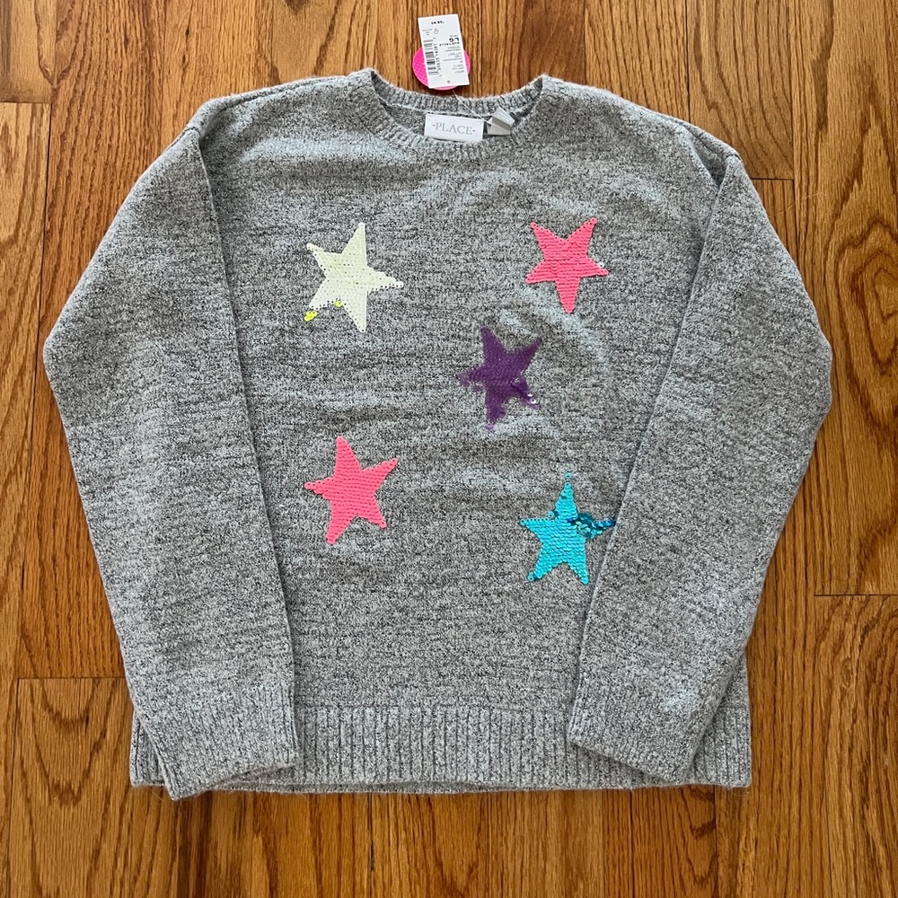 Children’s Place Girls Sweater with Flip Sequin Stars